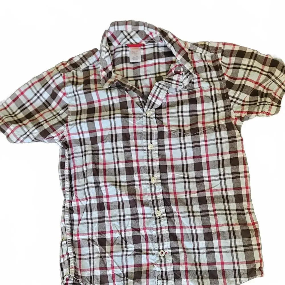 Gymboree Boys' Short Sleeve Plaid Shirt Size 7-8